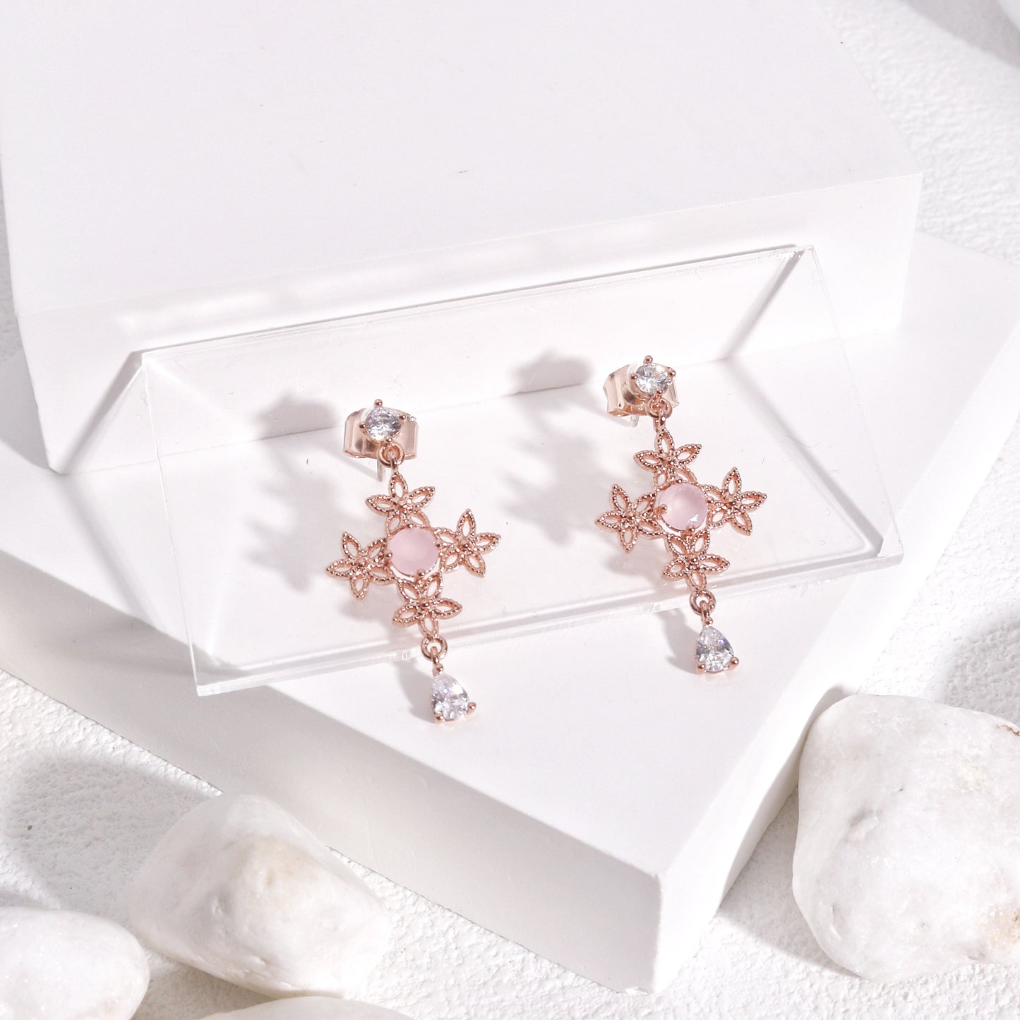Victorian Styled Filigree Crystal Drop Earrings