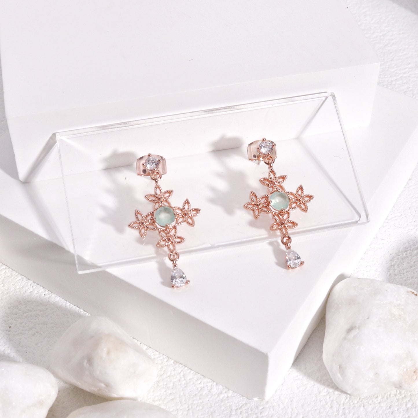 Victorian Styled Filigree Crystal Drop Earrings