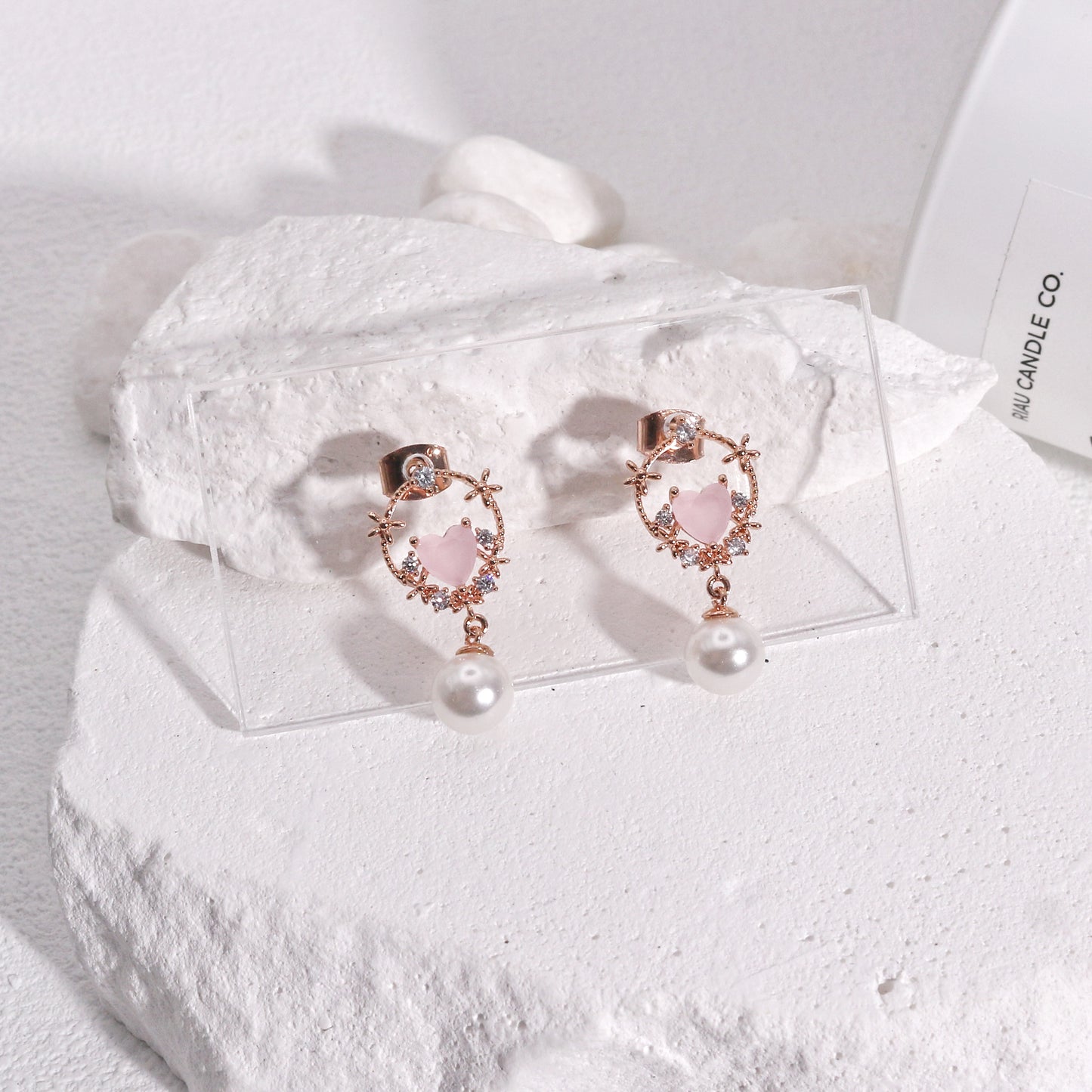 Alina Dainty Heart Filigree CZ Drop Earrings