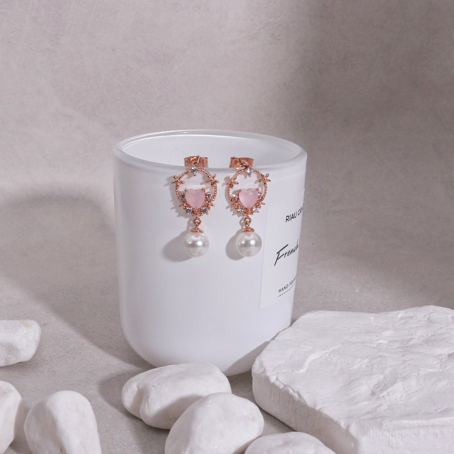 Alina Dainty Heart Filigree CZ Drop Earrings