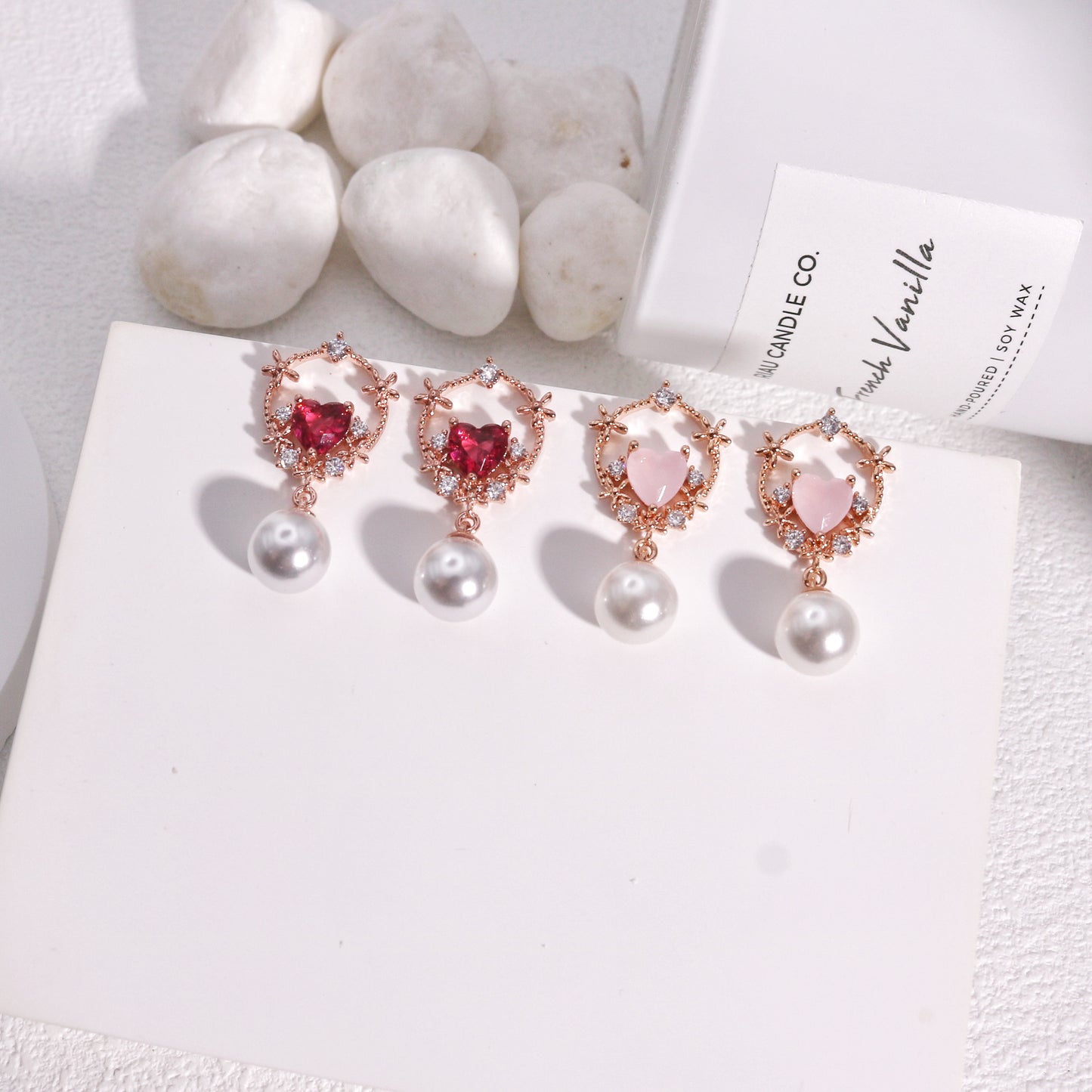 Alina Dainty Heart Filigree CZ Drop Earrings