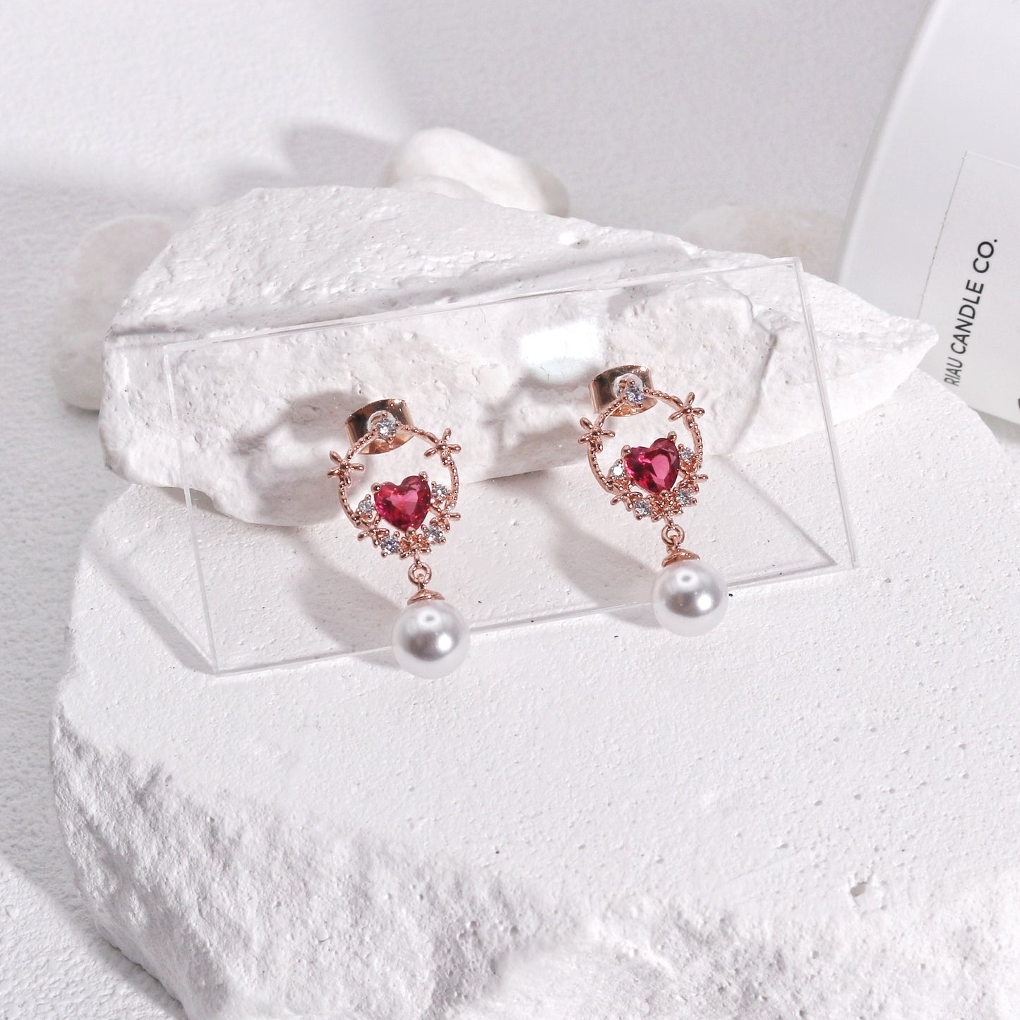 Alina Dainty Heart Filigree CZ Drop Earrings