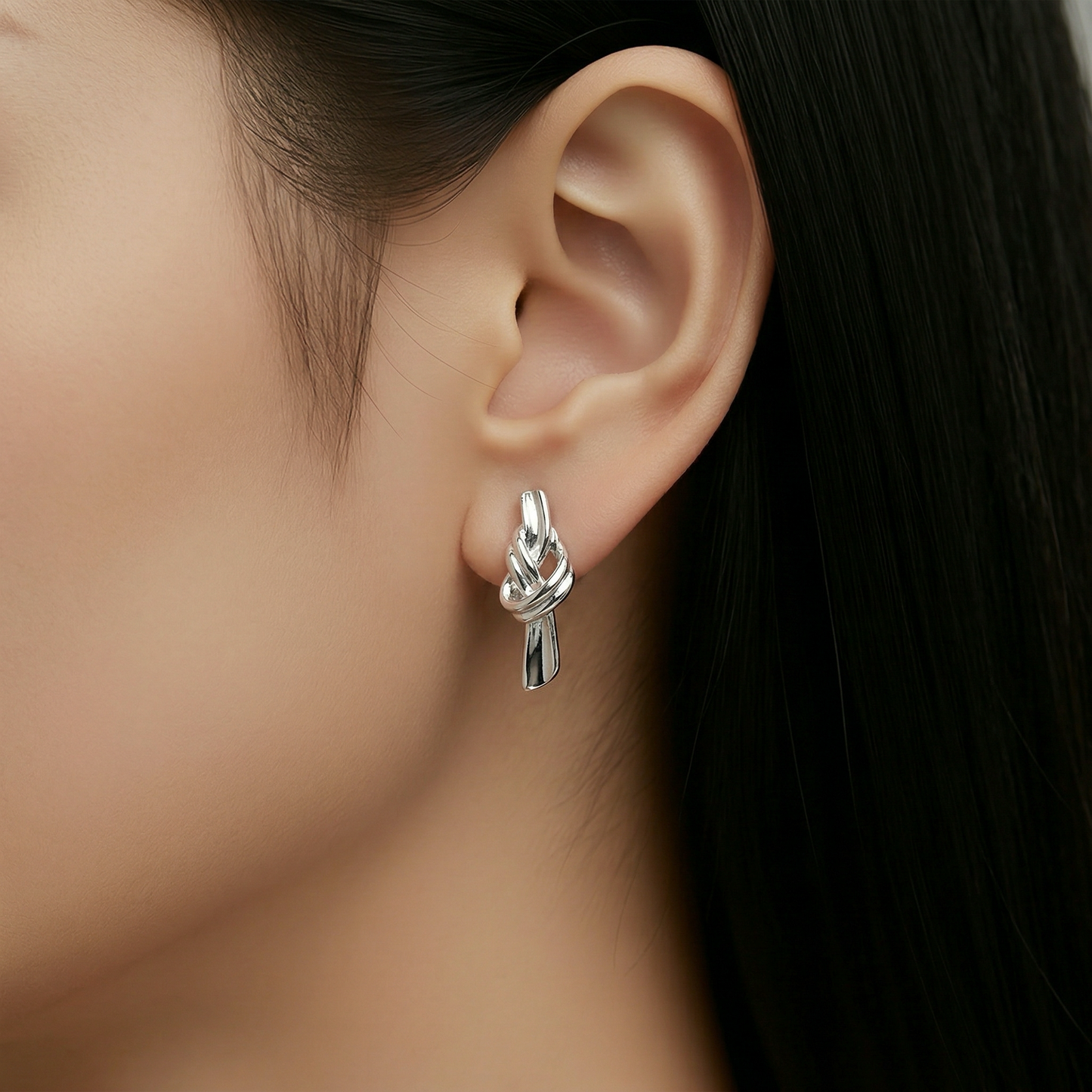 Madge Modern Knot Stud Drop Earrings