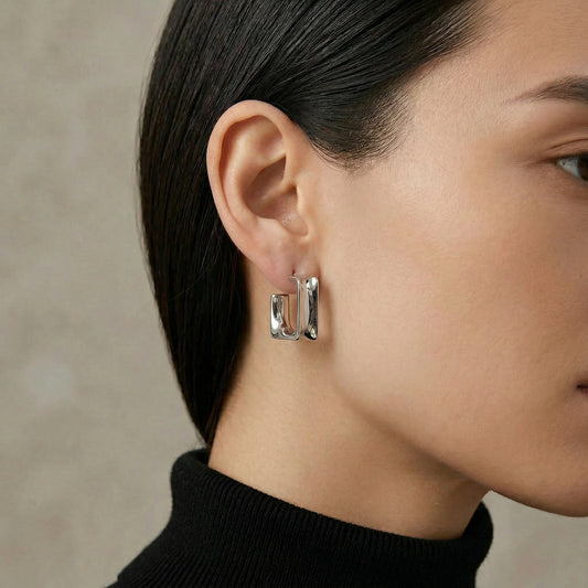 McKenzie Metallic Square Hoop Earrings