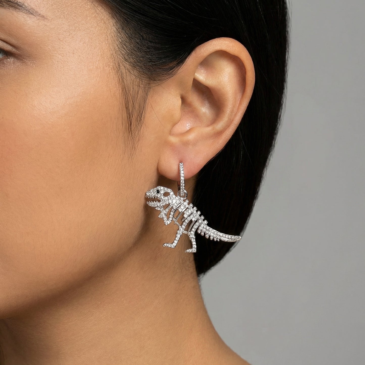 Aria CZ Sparkling T-Rex Dinosaur Earrings