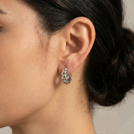 Nelly French Baguette Thick Hoop Earrings