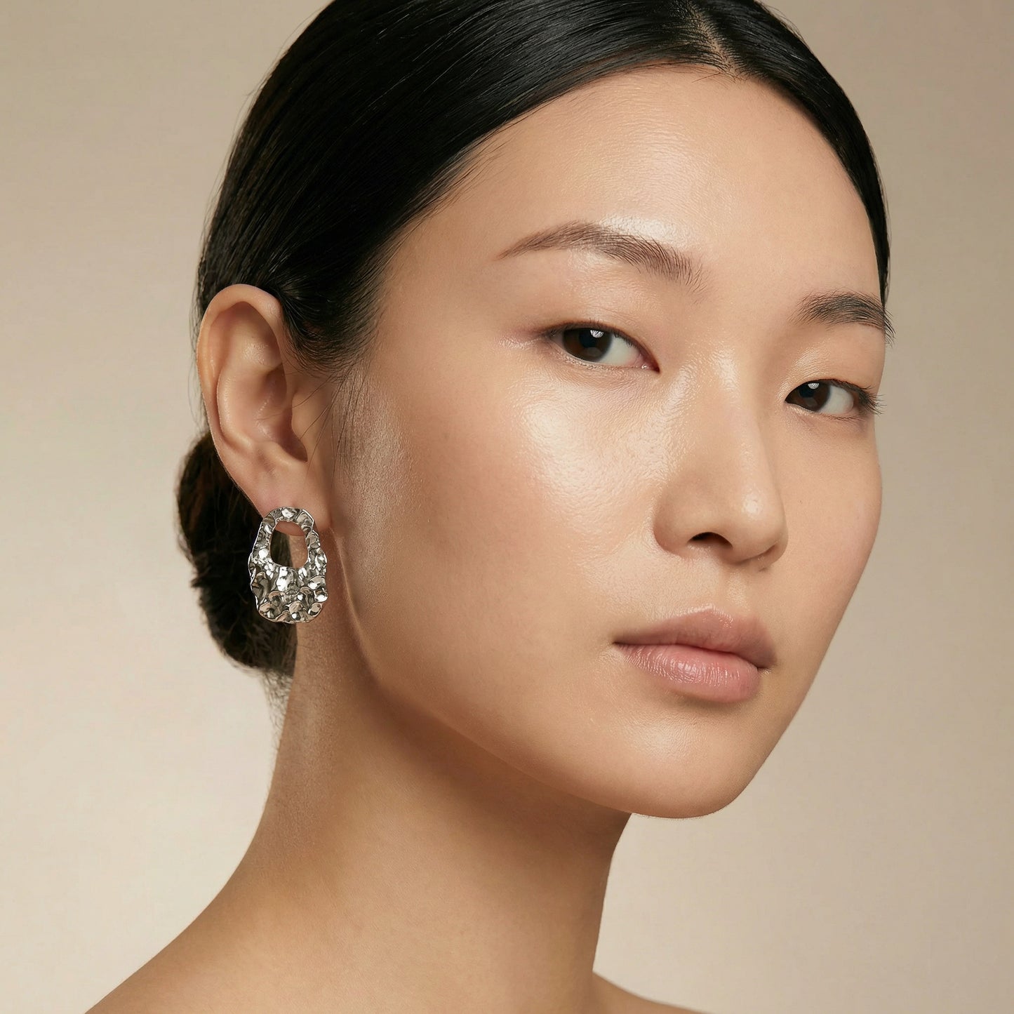 Chrystine Metal Foil Statement Drop Earrings