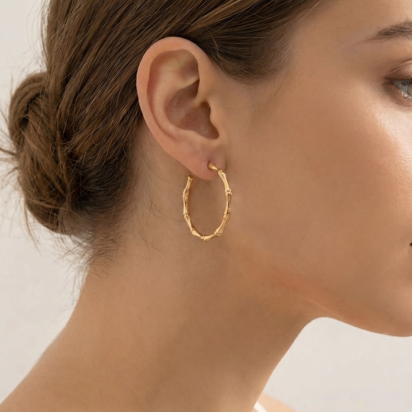 Arden Minimalist Steel Bamboo Hoop Earrings