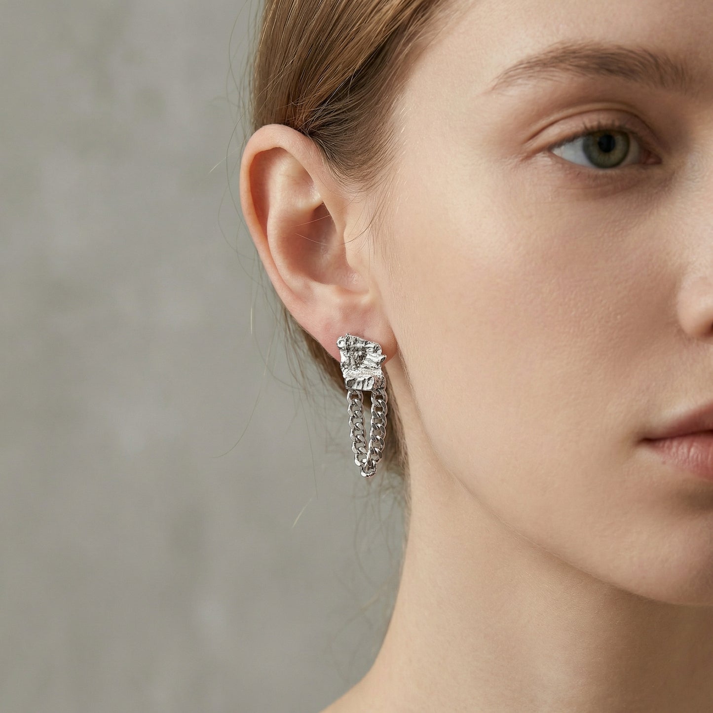 Hadley Grunge Metal Chain Link Drop Earrings