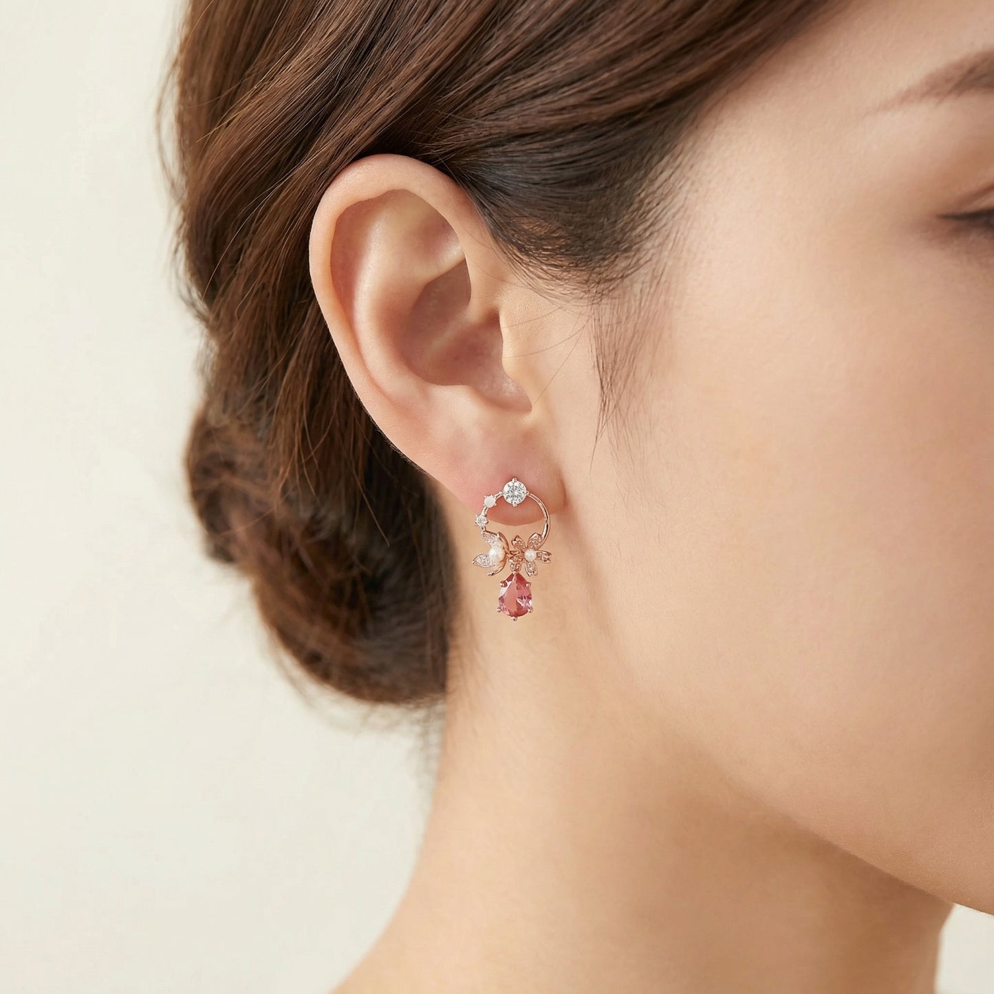 Kimberly Elaborate Floral Crystal Drop Earrings