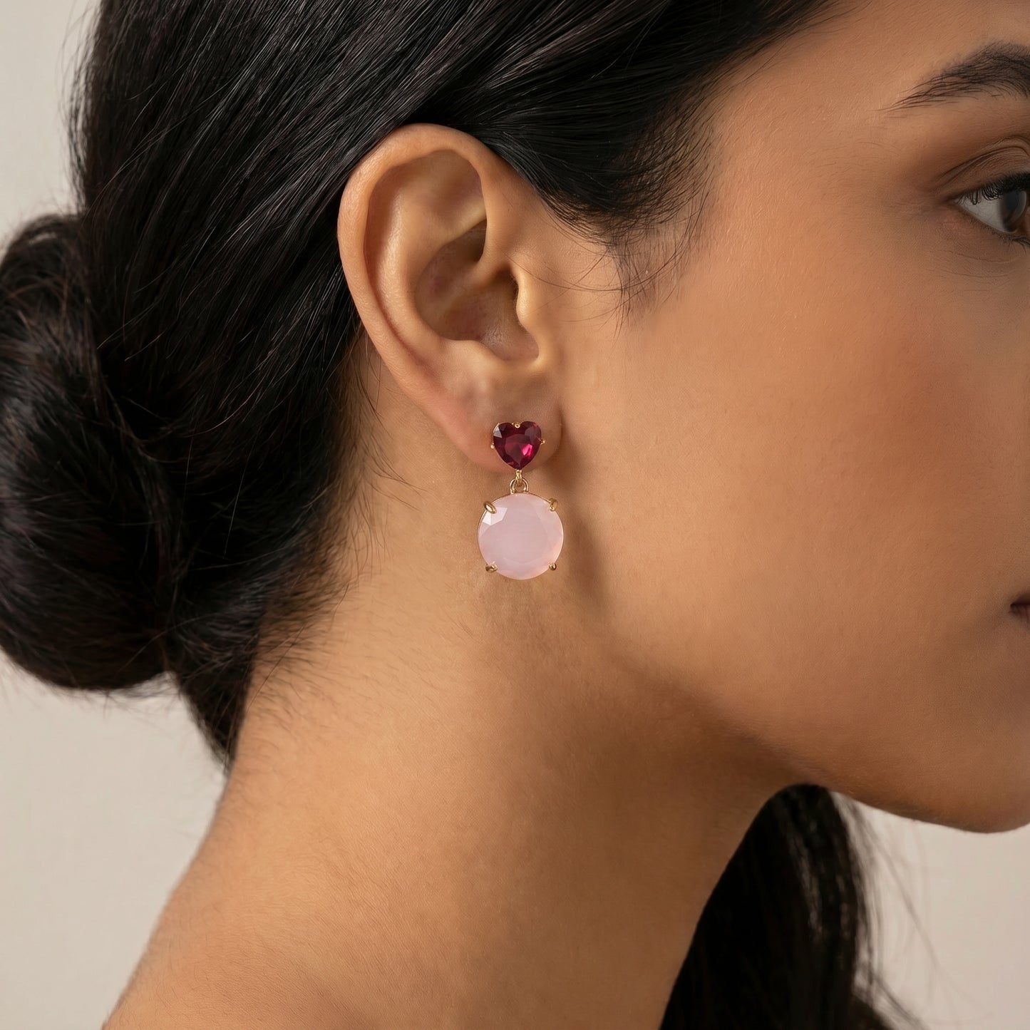 Rose Quartz Crystal Love Drop Earrings