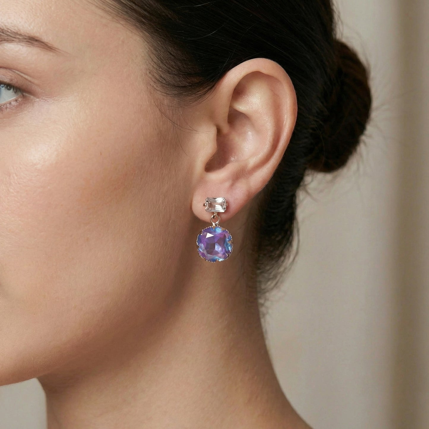 Victoria Solitaire Square Cut Crystal Drop Earrings