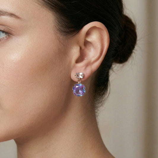 Victoria Solitaire Square Cut Crystal Drop Earrings