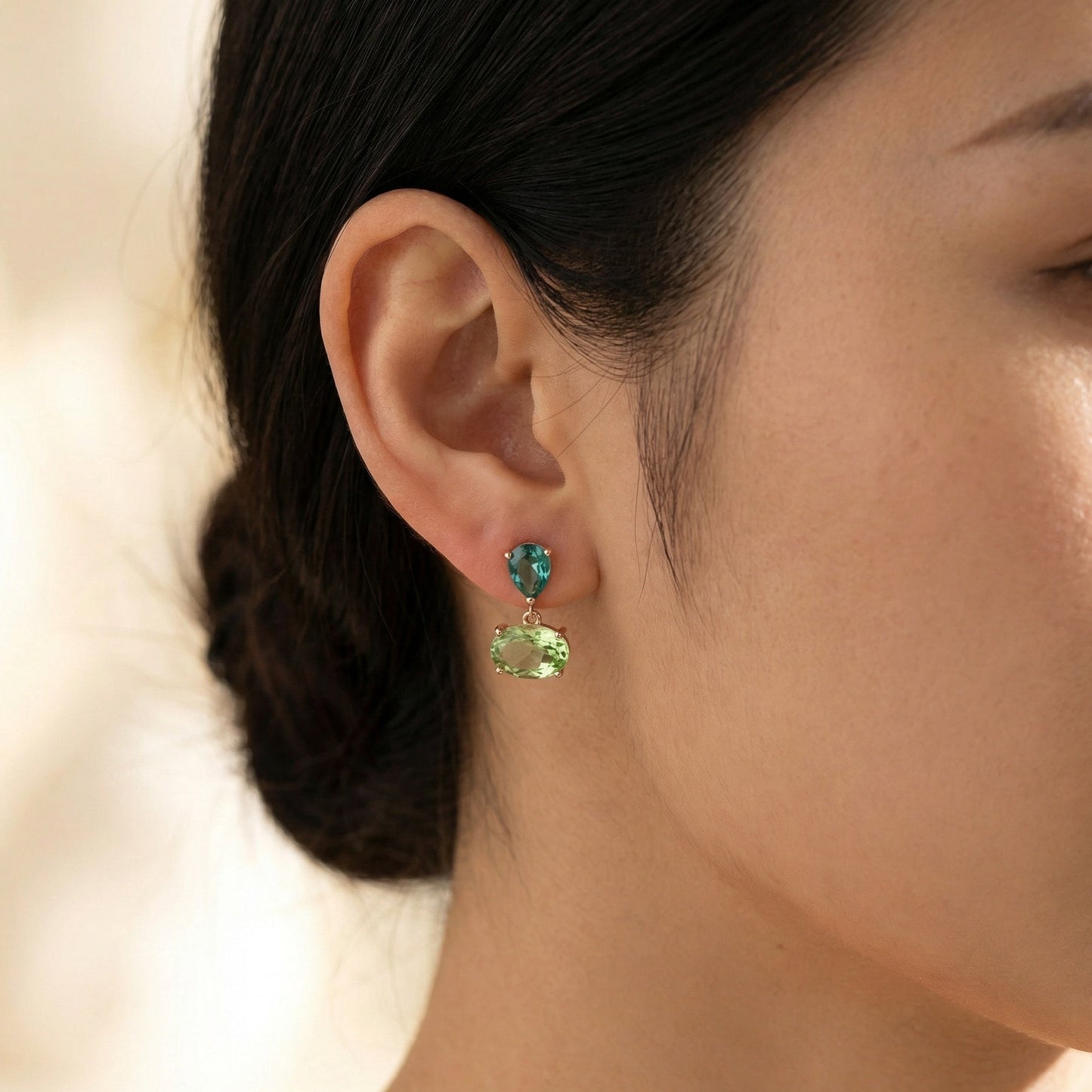 Luxury CZ Colored Jewel Drop Earrings