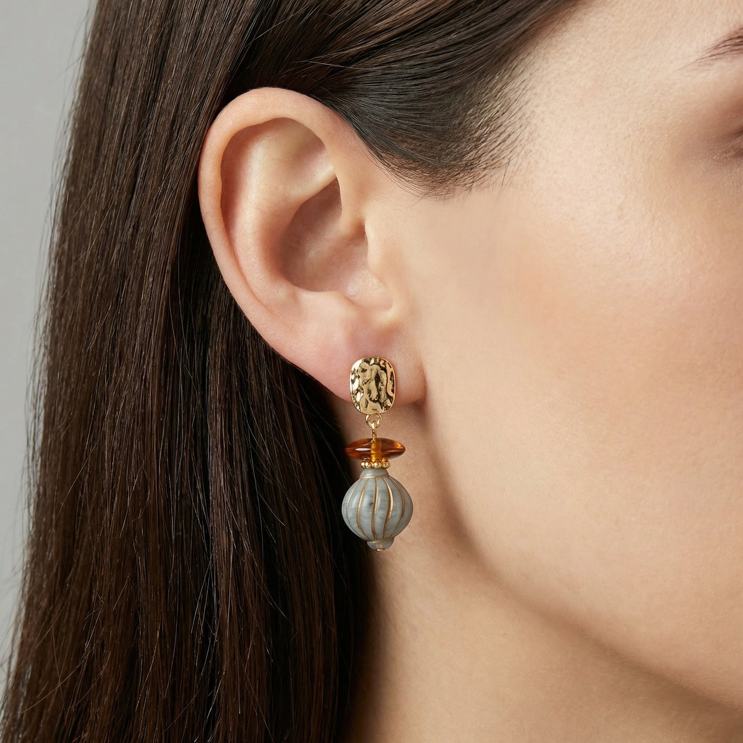 Paisley Vintage Statement Lamp Bead Drop Earrings