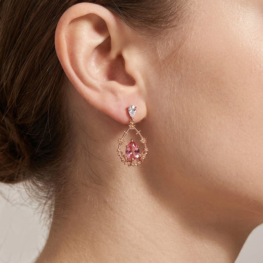 BellaRose Vintage Filigree Pear CZ Drop Earrings