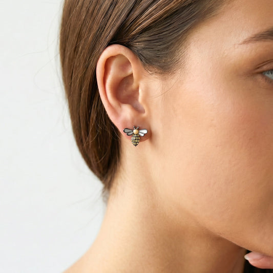 Hilaria Mini CZ Bumble Bee Stud Earrings