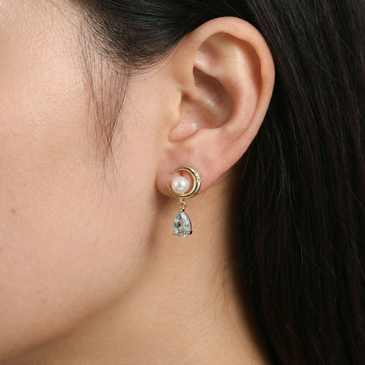 Eleanor Crescent Crystal Drop Dangle Earrings