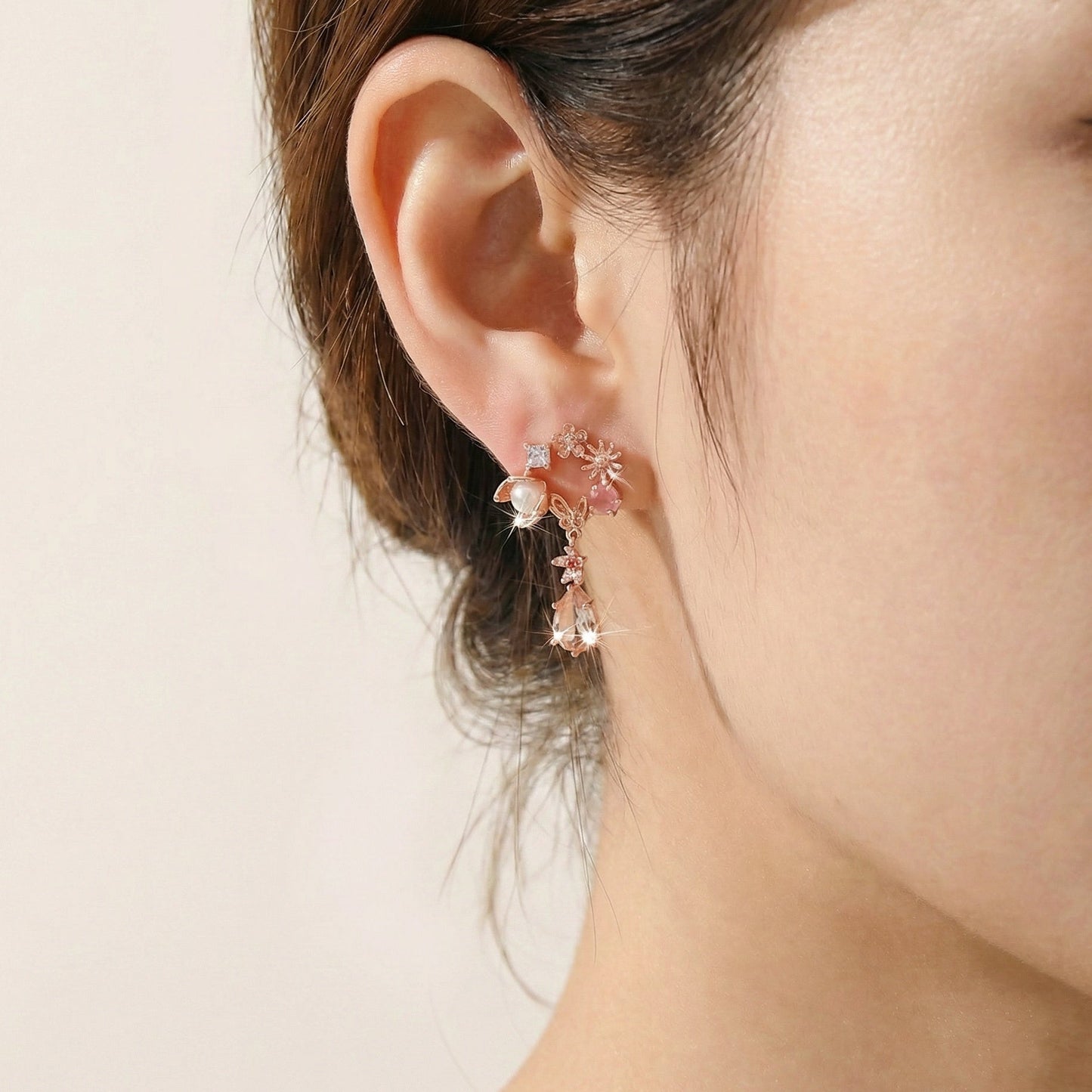 Floral Bouquet CZ Crystal Drop Earrings