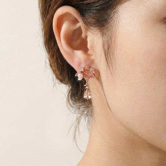 Floral Bouquet CZ Crystal Drop Earrings