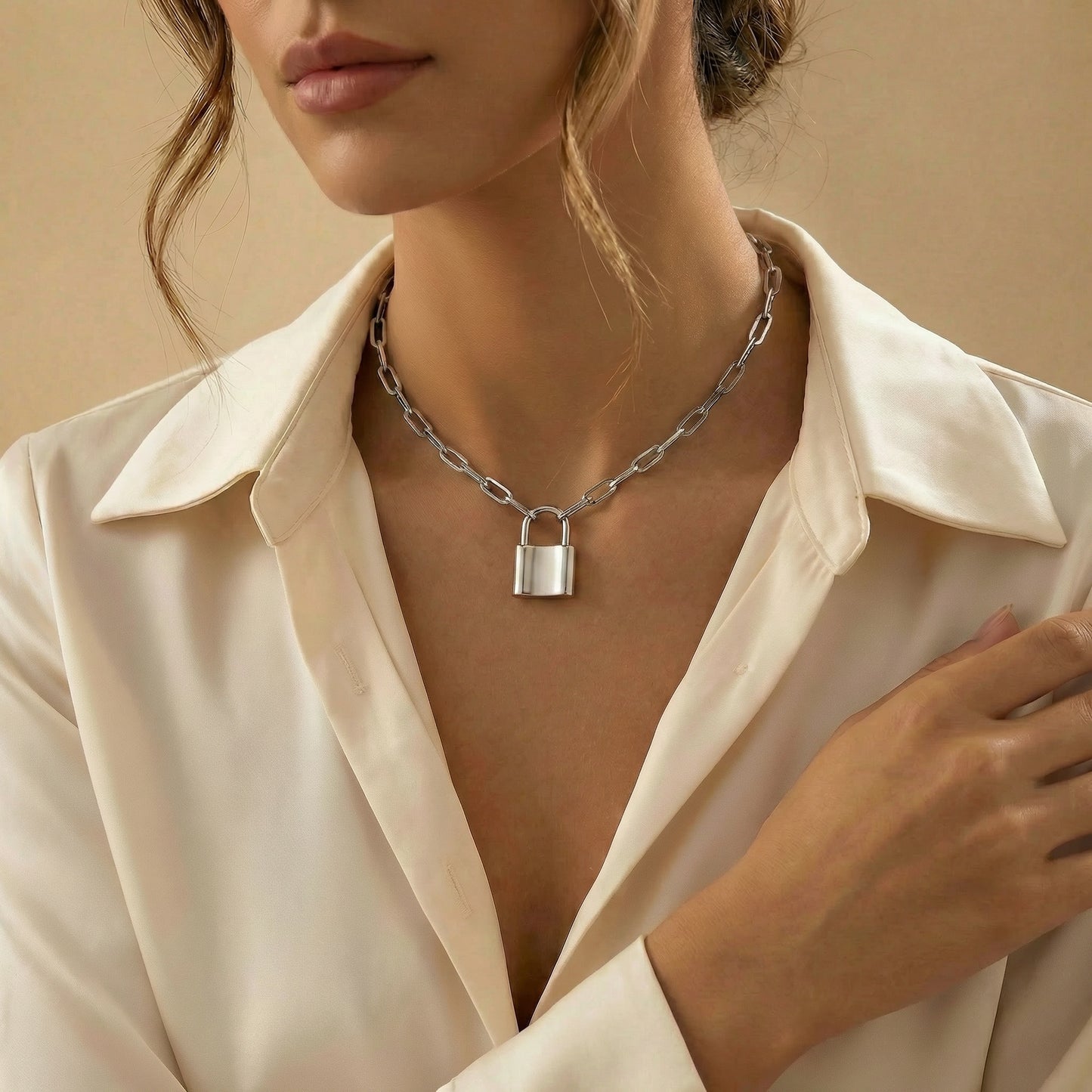 Keira Timeless Locket Chain Necklace in Steel