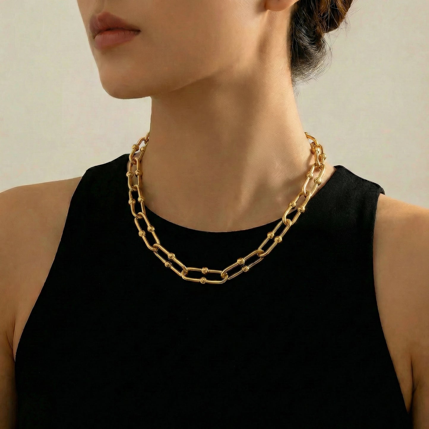 Sasha Edgy Steel Chain Hardware Links Necklace