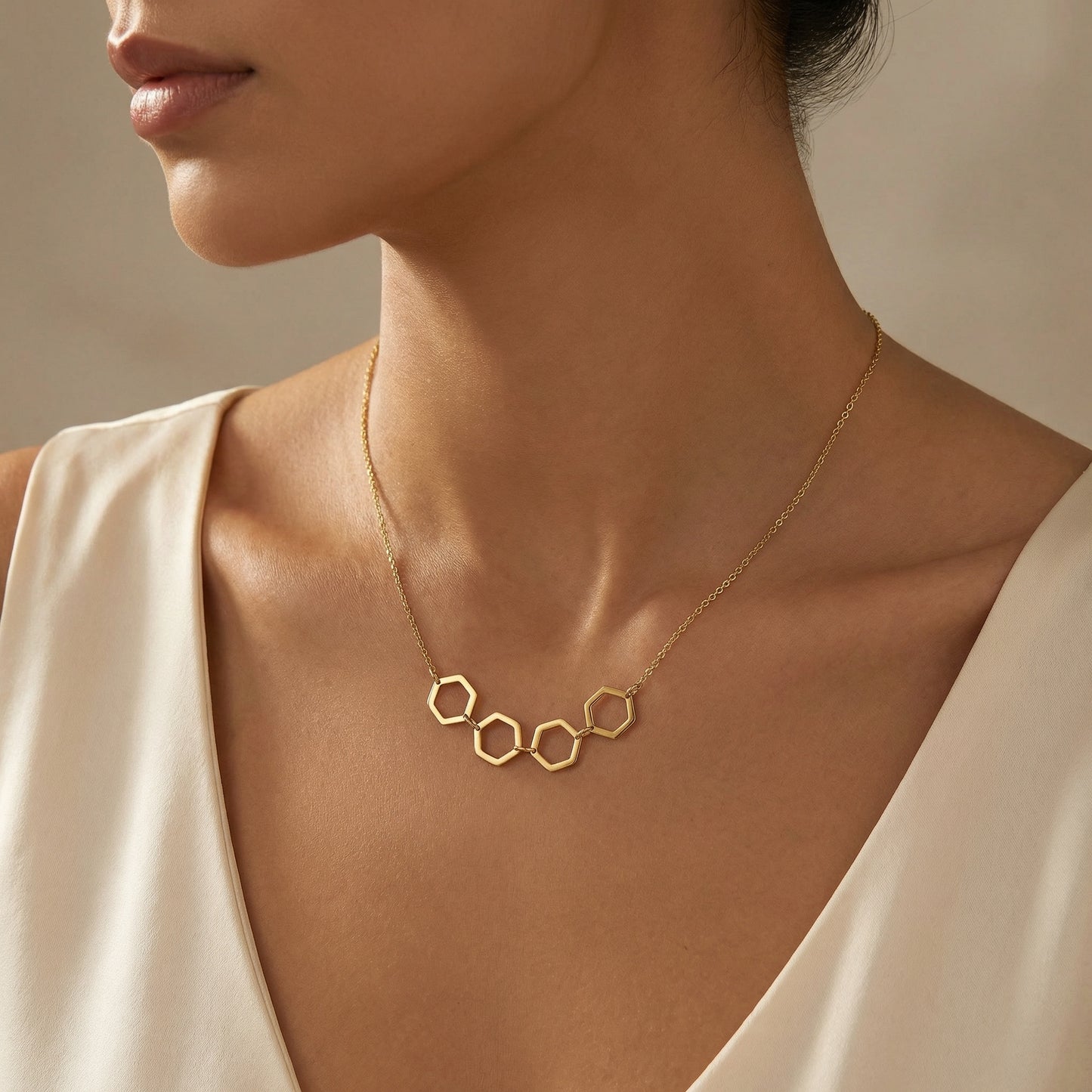 Hadley Honeycomb Minimalist Steel Necklace