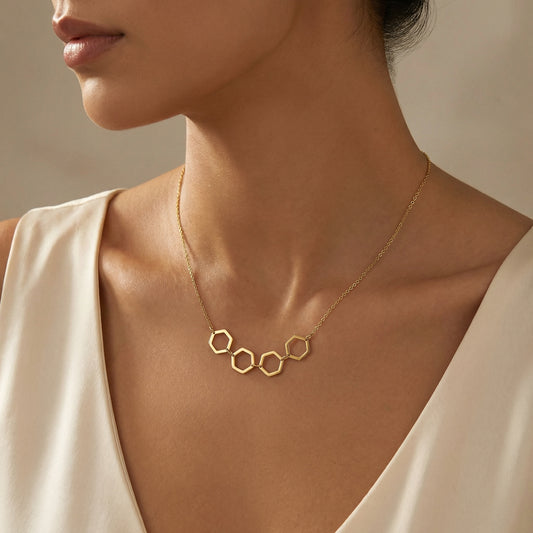 Hadley Honeycomb Minimalist Steel Necklace