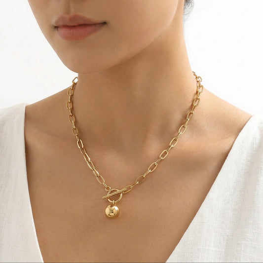 Thalia Steel Hardware Spherical Necklace