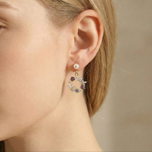 Delara Garden Crystal Dangle Earrings