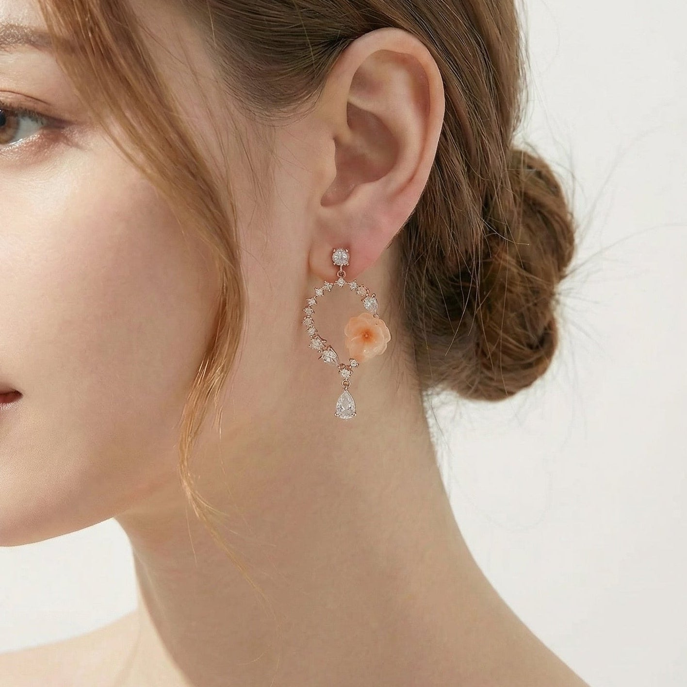 Althea Glamorous CZ Sparkle Sakura Drop Earrings