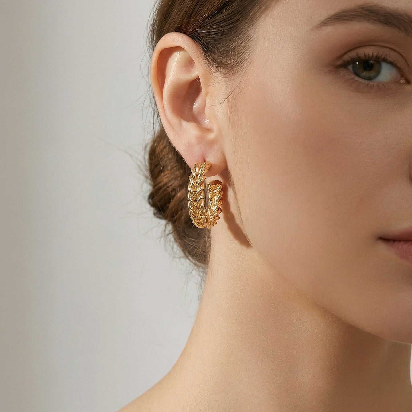 Sienna Roman Inspired Wreath Metal Hoop Earrings