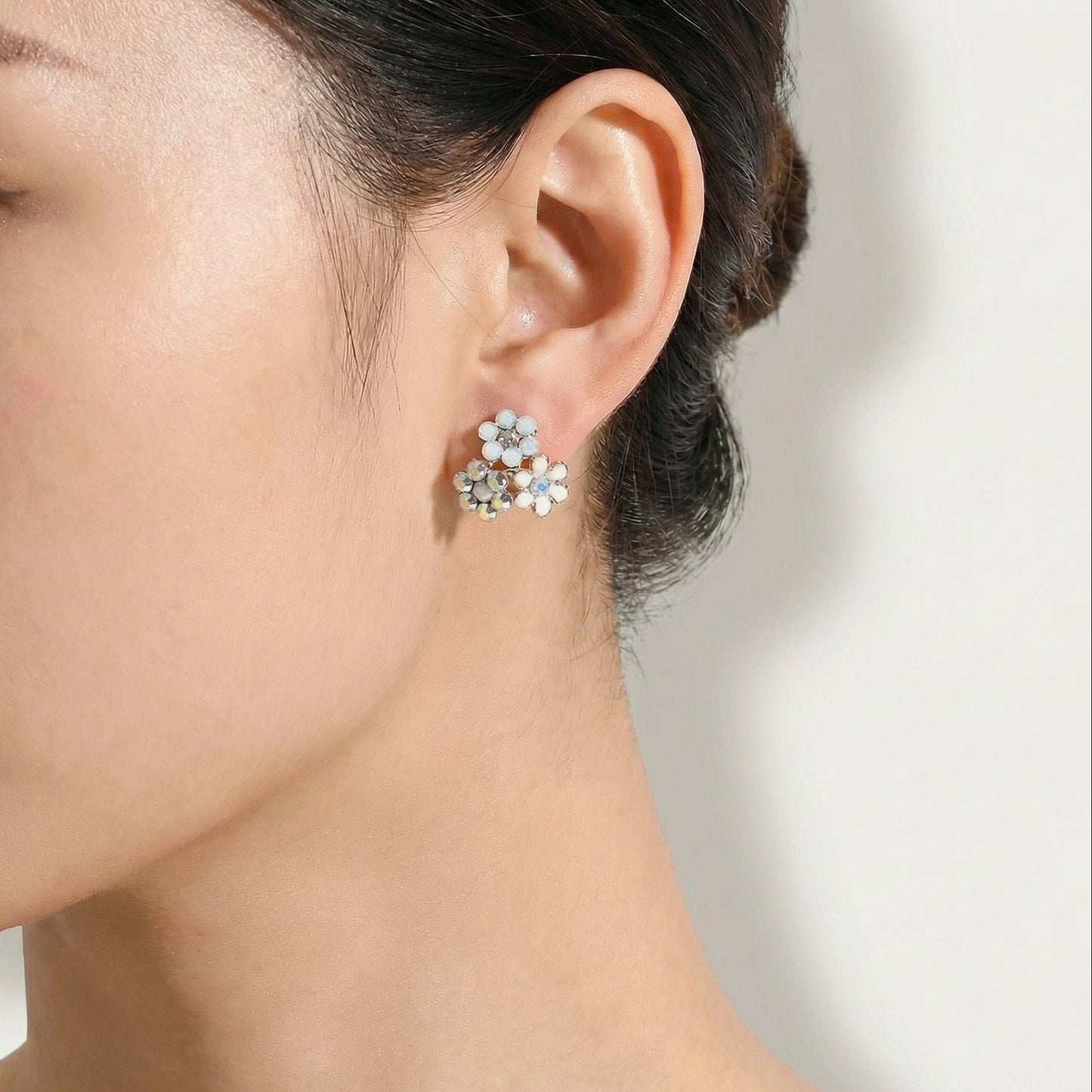 Madge Dainty Floral Cluster Crystal Stud Earrings