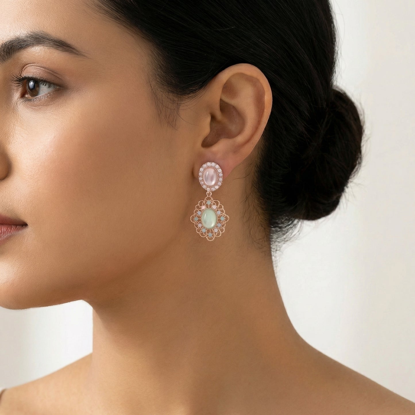 Jacqueline French Vintage Filigree Drop Earrings