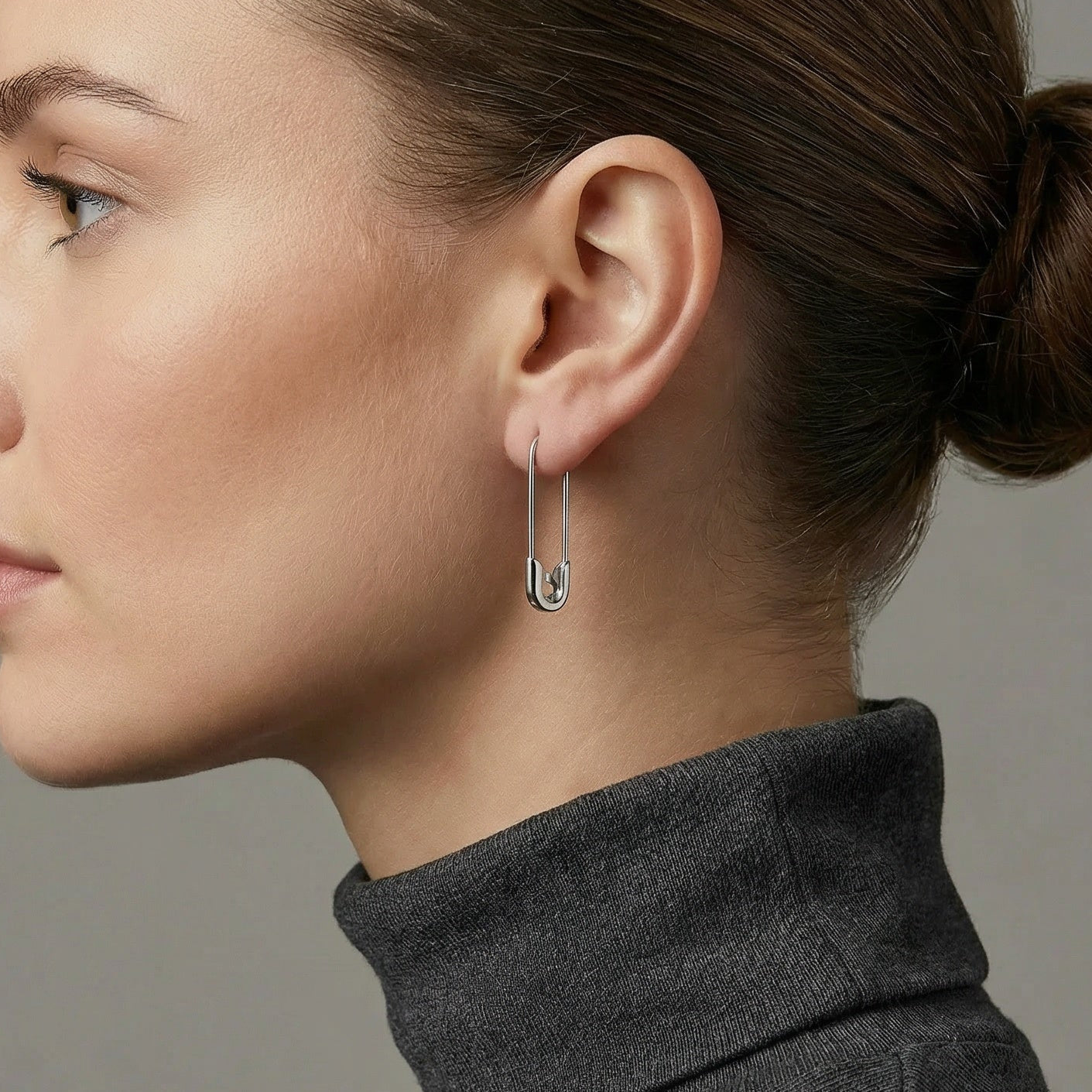 Hannah's Edgy Safety Pin Drop Earrings