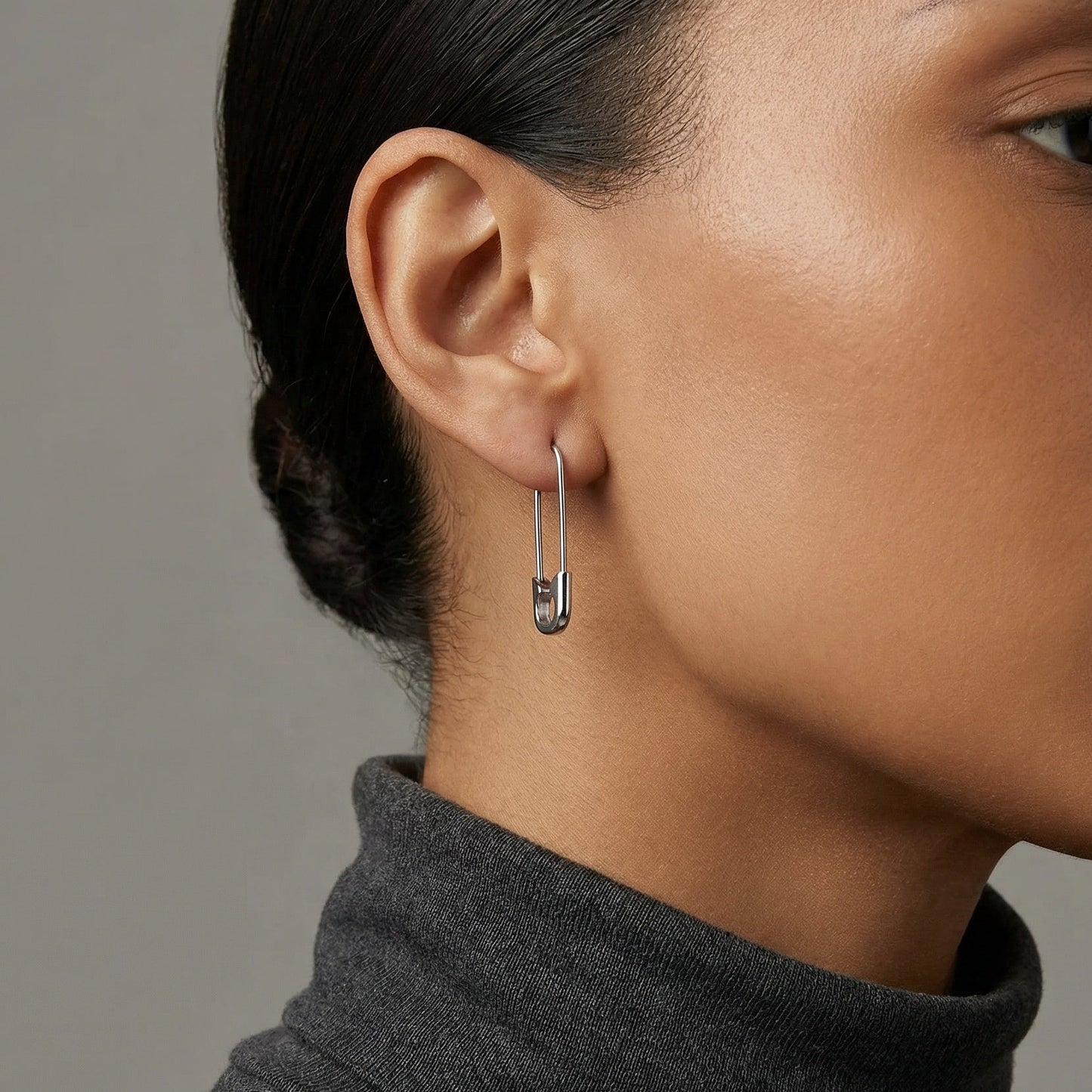 Hannah's Edgy Safety Pin Drop Earrings