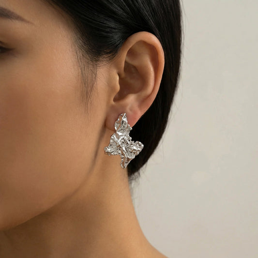 Jazreel Crushed Foil 70's Stud Dangle Earrings