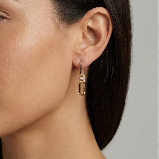 Merylin Modern Minimalist CZ Drop Earrings