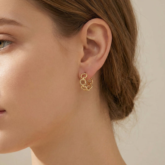 Brooke Simple Honeycomb Hoop Earrings