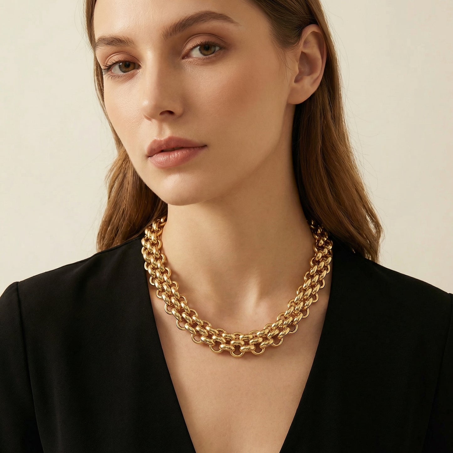Lilibet Interwoven Steel Link Statement Necklace