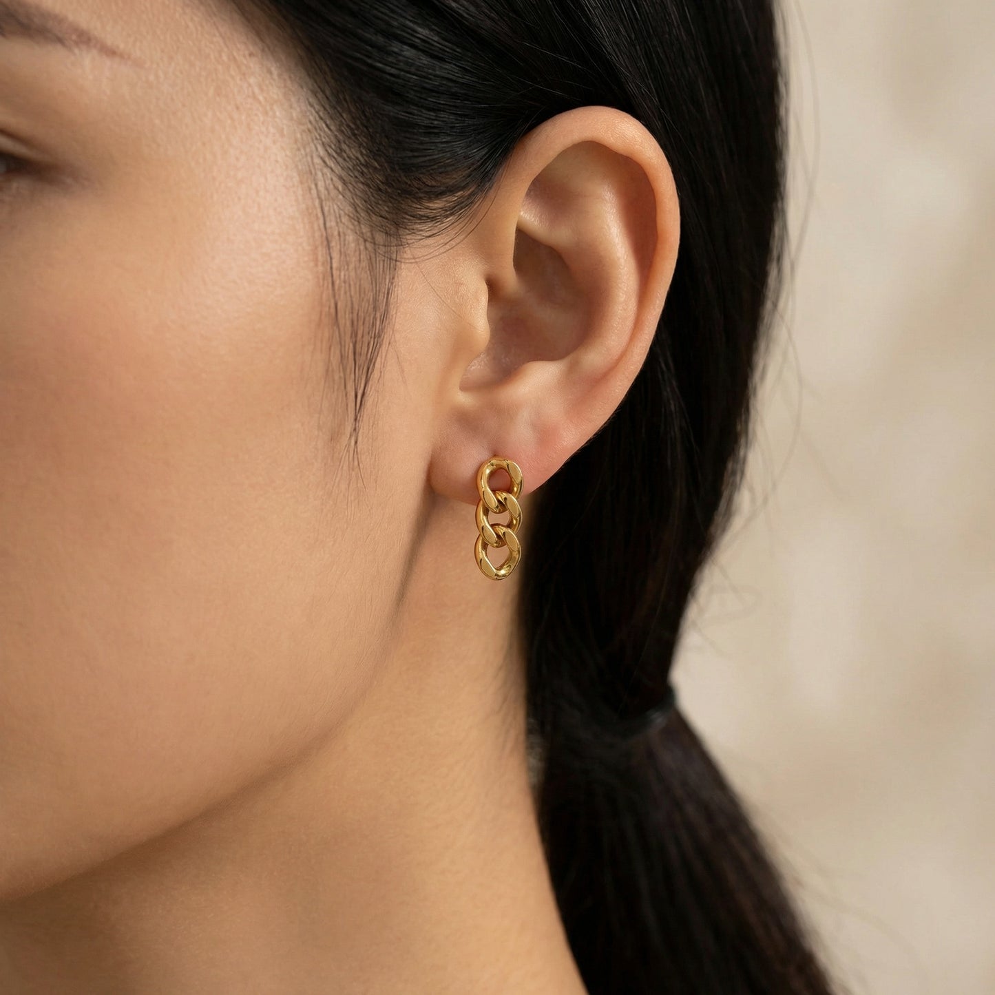 Cassidy Minimalist Steel Chain Link Drop Earrings