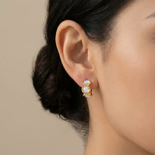 3 Stone Mystic Crystal Hoop Earrings