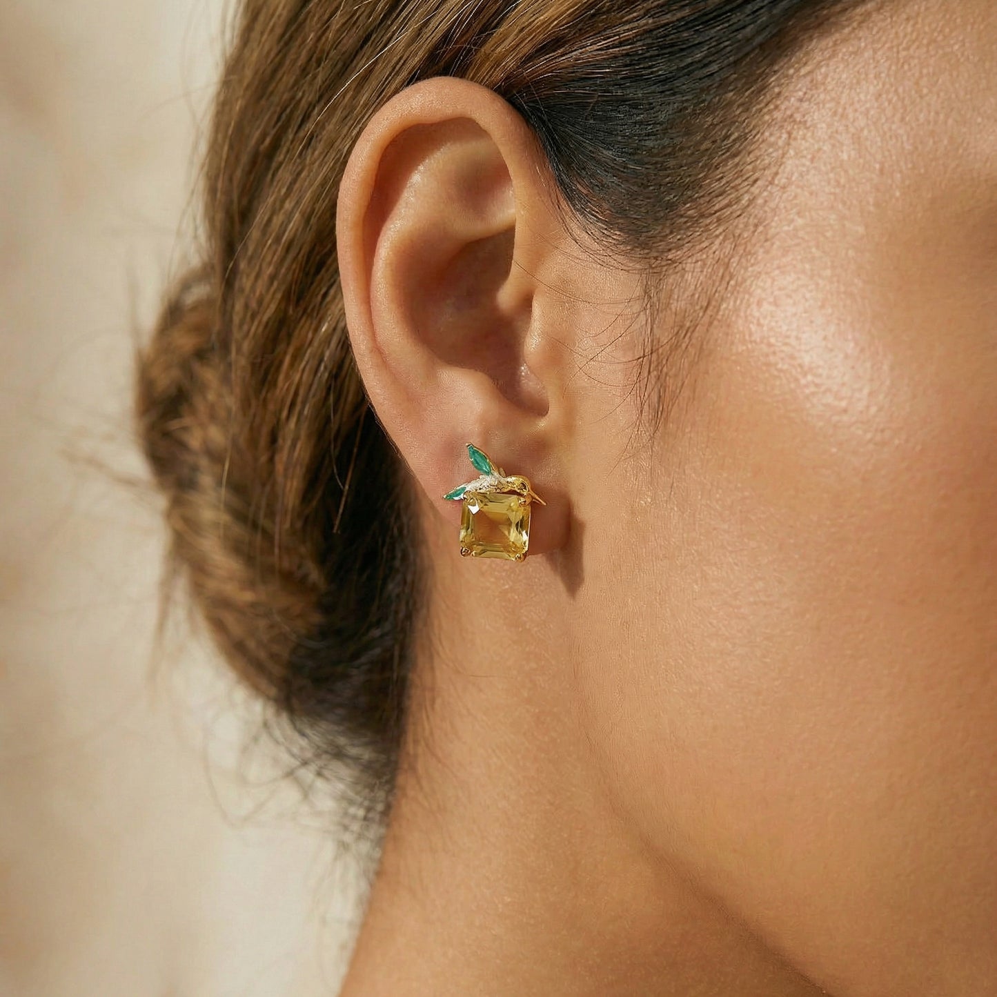 Mini Hummingbird Crystal Stud Earrings