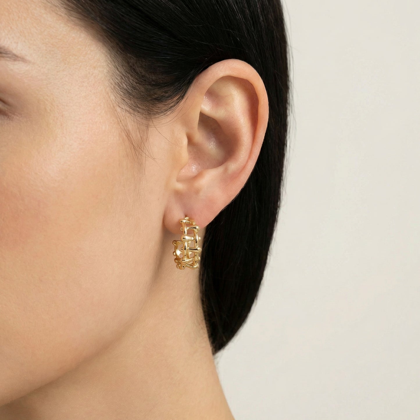 Sheridan Gold Tracked Bamboo Mini Hoop Earrings