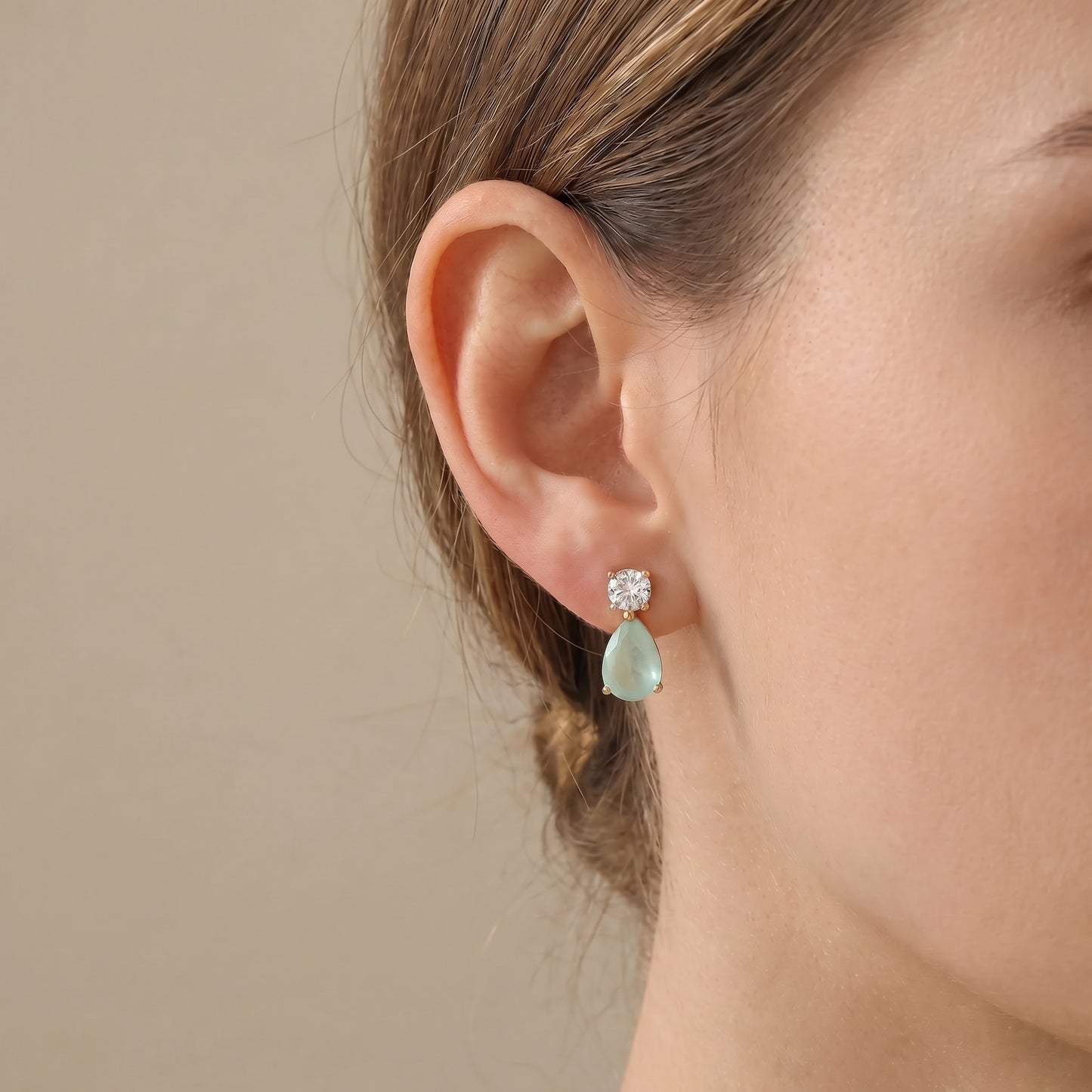 Carina Aqua Blue Korean CZ Dangle Earrings