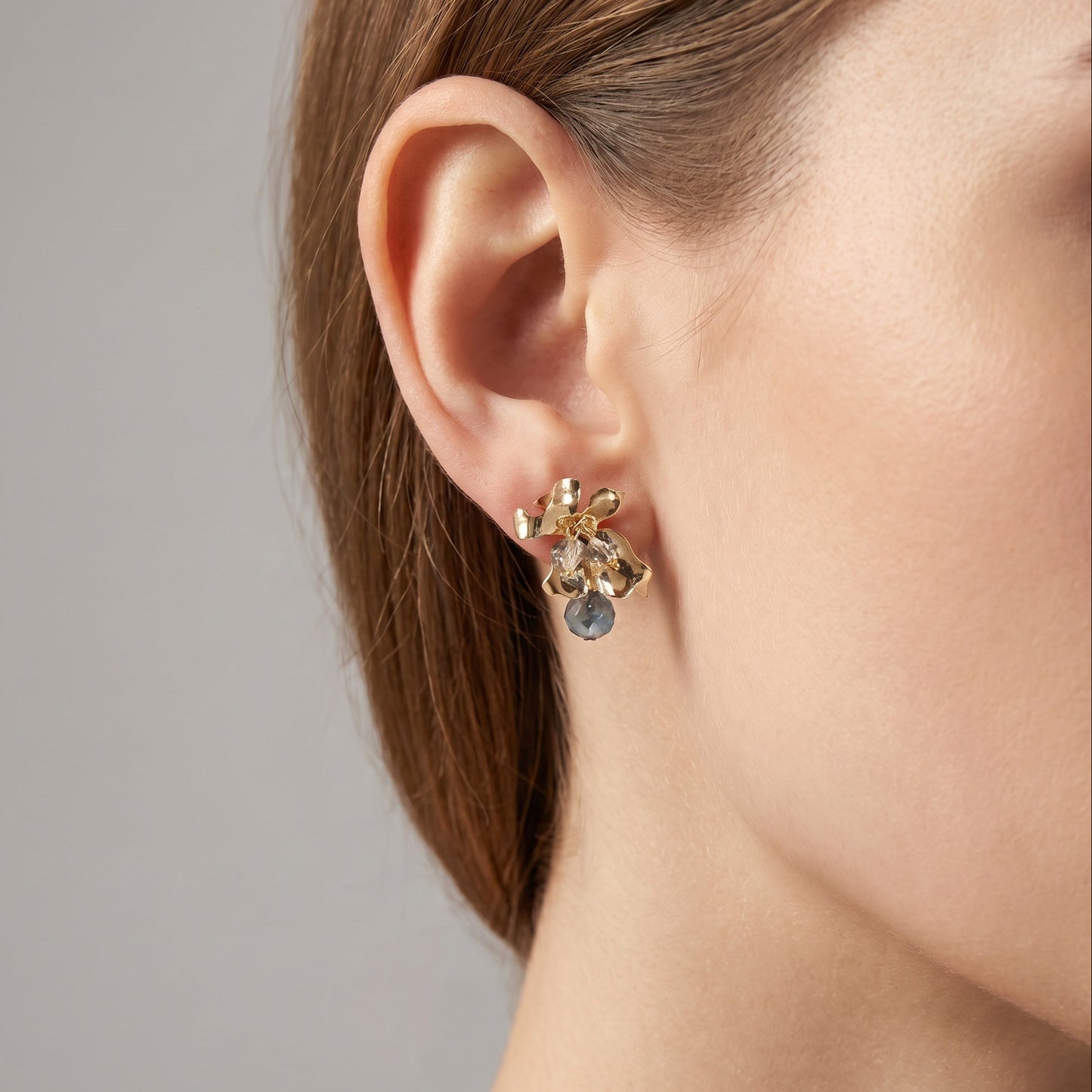 Victoria Elegant Statement Fleur-De-Lis Crystal Earrings