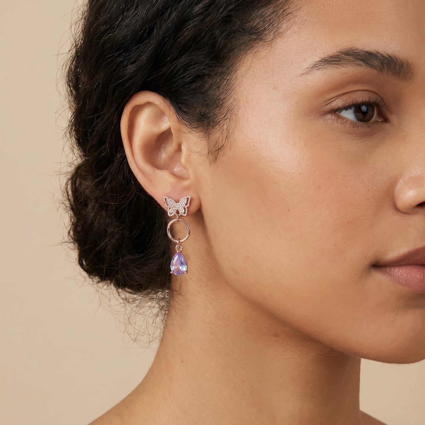 Farulina Crystallized Butterfly Drop Earrings