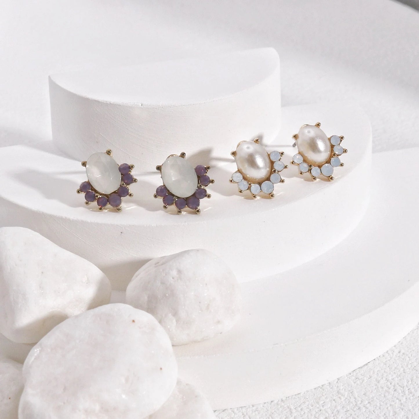 Reba Dainty CZ Crystal Stud Earrings