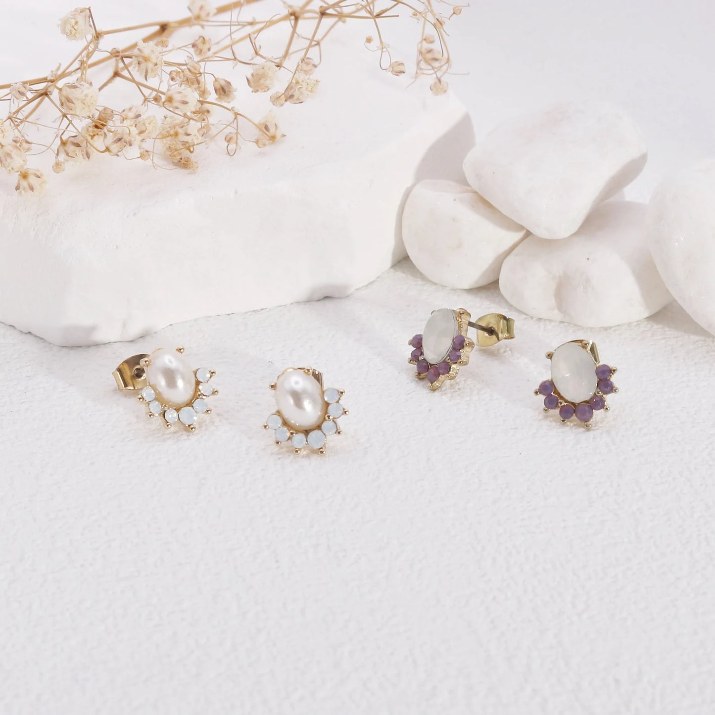 Reba Dainty CZ Crystal Stud Earrings