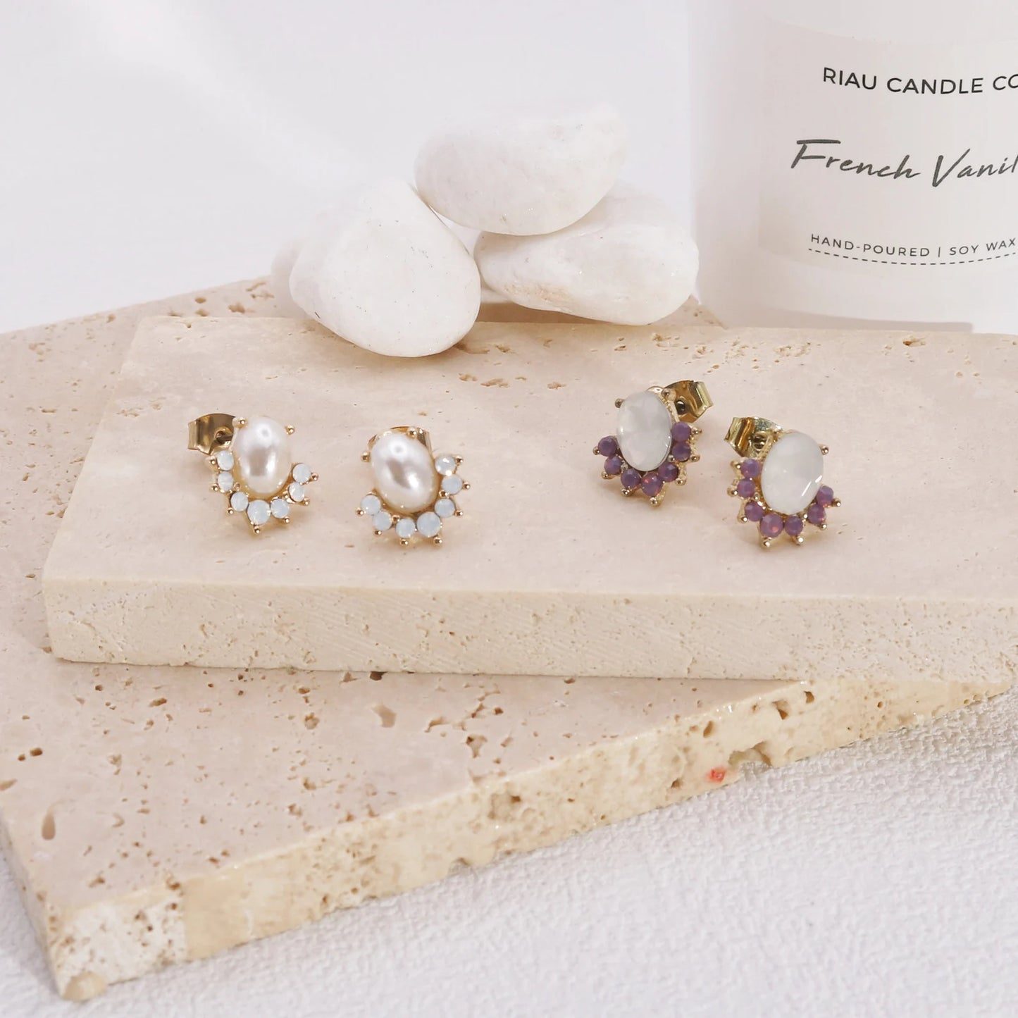 Reba Dainty CZ Crystal Stud Earrings